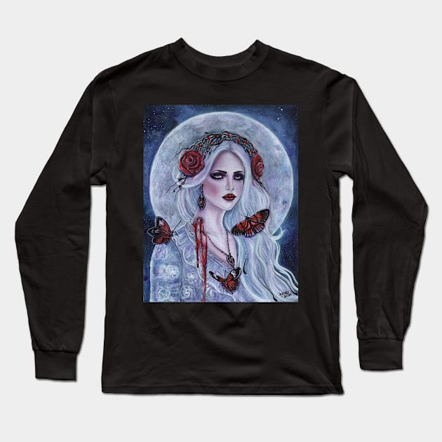 Broken eyes vampire woman version 2 by Renee Lavoie Long Sleeve T-Shirt by ReneeLLavoie